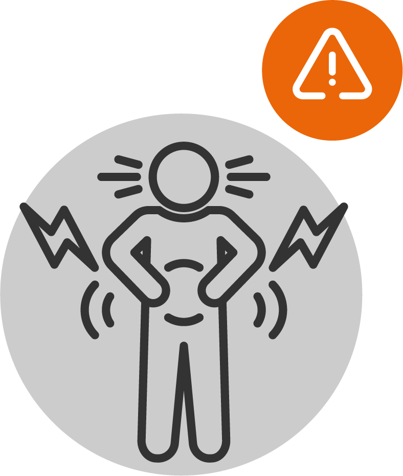 Warning icon with pyramid and sphinx illustration